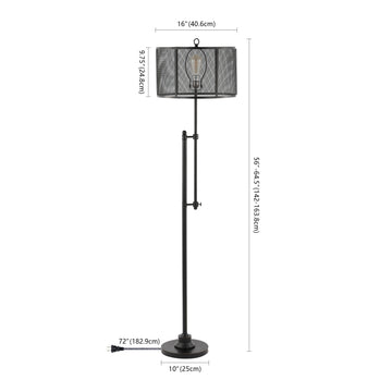 Noah 64.5" Modern Industrial Iron Height-Adjustable LED Floor Lamp - JONATHAN Y